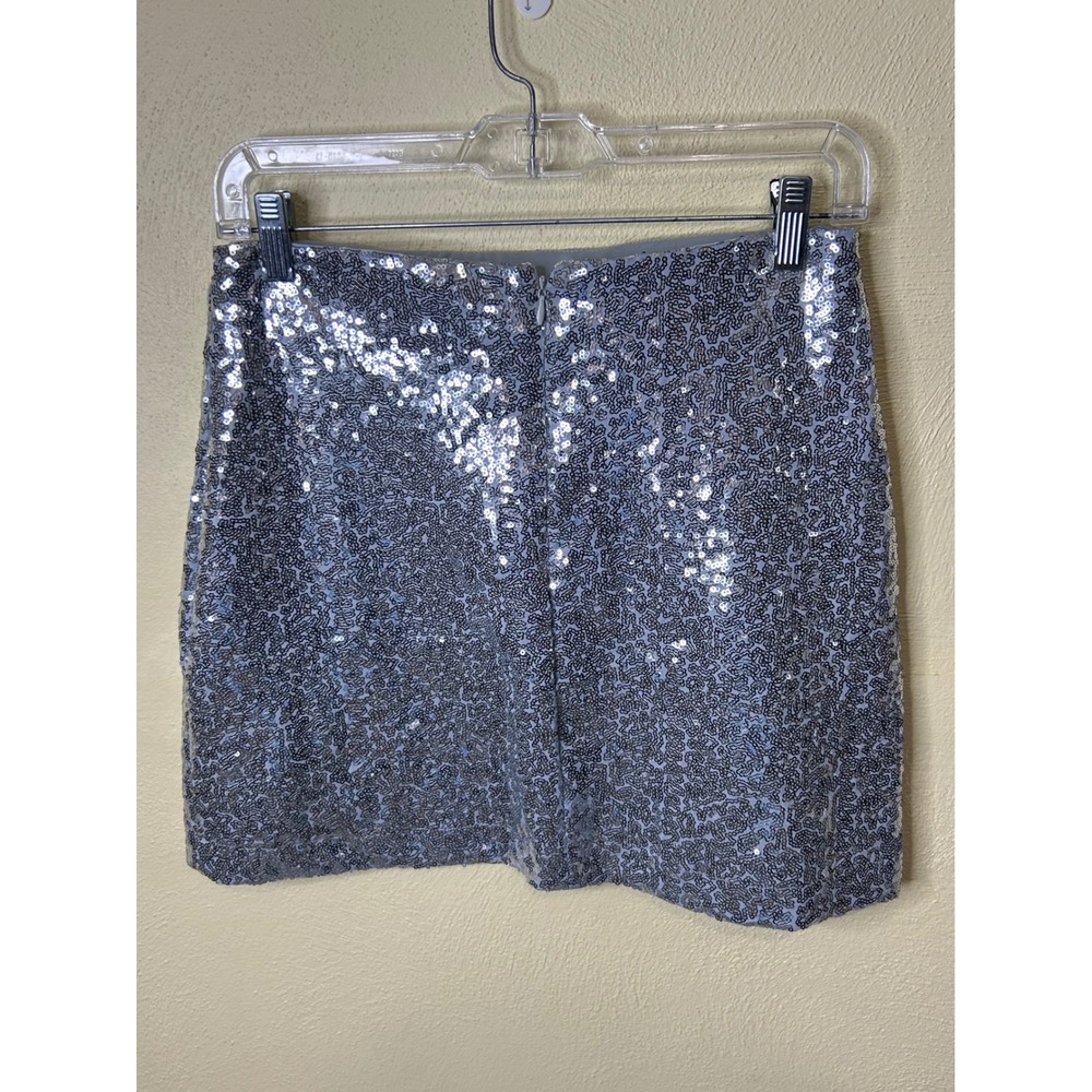 Tipsy Elves Silver Sequin Mini Skirt Party Holiday Sparkle Size Medium - Picture 2 of 4
